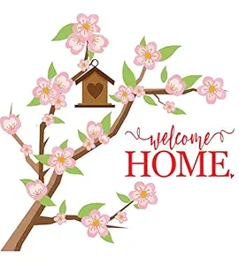 100yellow Vinyl PVC Welcome Home Wall Sticker, 18 x 20 Inches, Multicolour