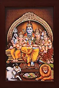 ABI Groups Shiva Kudumbam god wooden photo frame with matt finish(14x11 inches,multicolor)