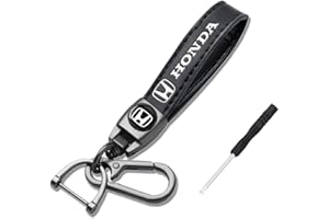 ADIEN Retro Leather Keyring for Honda Accord Civic CRV HRV Pilot Touring EX EX-L,Black Anti-rust Key Ring for Car Vehicle Motorcycle Bicycle,Fashion Keyring for Men and Women