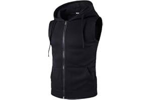 WSLCN Hommes Débardeur Sweat à Capuche sans Manches Sport Cotton T-Shirt Veste en Sweat Top Maillot Haut Top Casual Tank Zip Musculation Boxe Fitness Haut Gilet Hoodie