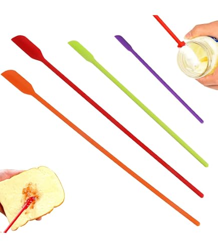 Set De 4 Mini Spatules En Silicone – Double Face, 26 Cm – Pour Confiture, Beurre, Crème, Cosmétiques – 4 Couleurs