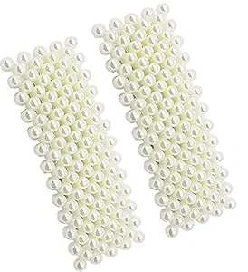 CartKing Korean Tic Tac Hair Clips for Girls - White Pearl, Pack of 2 (TYPE A)