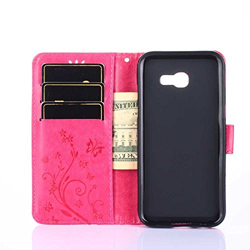 Samsung Galaxy A5 ( 2017 ) Hülle, Samsung Galaxy A5 ( 2017 ) Schutzhülle, Alfort 3 in 1 Lederhülle Fashion Design Premium PU Leder Hohe Qualität Tasche Case Cover Kasten Abdeckung Wallet für Samsung Galaxy A5 ( 2017 ) 5.2″ Smartphone Funktion Standfunktion Unterstützte Telefone und Magnetverschluss mit Schmetterling ( Rote ) + Alfort Schwarz Stylus Pen - 5