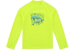 HDTIYUYP Rash Vest Kids Long-Sleeve - Boys Girls UV Sun Produtction Rashguards Swim Tshirts UPF Surfing Top Repreve® Recycle Beach Water Top with Thumbhole