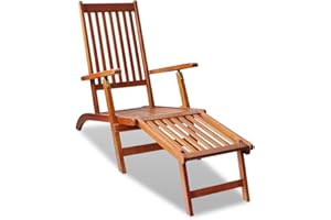 vidaXL Outdoor Deck Chair with Footrest Acacia Wood Garden Furniture Seat