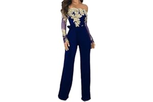 Susenstone Femme ÉTé Jumpsuit En Dentelle Bodysuit Combishort Manches Longues Romper Casual Pantalon Combinaison Chic Pour SoiréE Cocktail