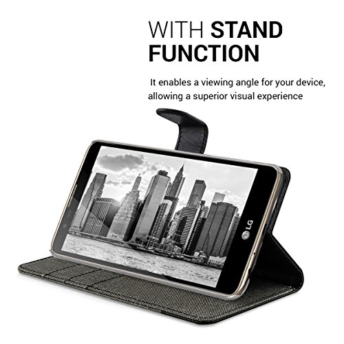 kwmobile Funda para LG Stylus 2 - Carcasa de Tela y Cuero sint tico - con Tapa y Tarjetero Gris Negro reviews kwmobile Funda para LG Stylus 2 - Carcasa de Tela y Cuero sint tico - con Tapa y Tarjetero Gris Negro