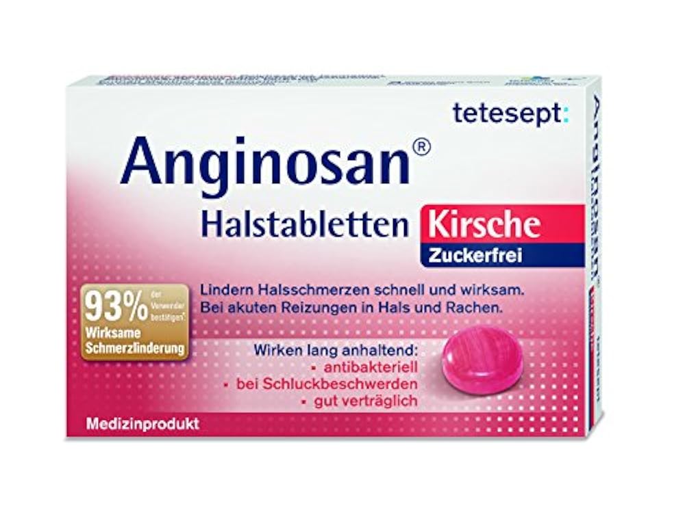 Tetesept Anginosan Halstabletten zuckerfrei Kirsche, 5er Pack (5 x 20 Stück)