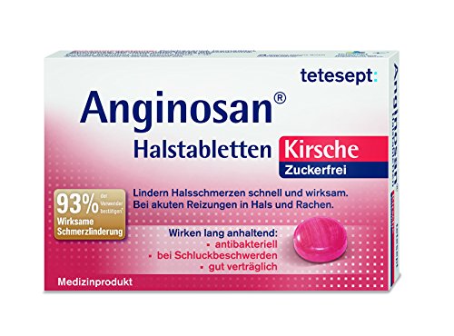 Tetesept Anginosan Halstabletten zuckerfrei Kirsche, 5er Pack (5 x 20 Stück)