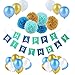 Produktbild UPGOO Geburtstag Dekoration Set, Deko Geburtstag,Happy Birthday Dekoration, 30 Große Geperlte Ballons,6 Papier Pom Poms,1 Happy Birthday Wimpelgirlande für Mädchen und Jungen (Bla+Golden)