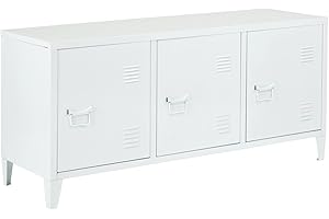 HOMYLIN FURNITURE-R France Gabinete de Metal Soporte de TV, Armario de Almacenamiento de Oficina de Metal con 3 Puertas para Oficina en el hogar Estudio Dormitorio Sala de Estar