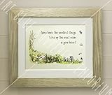 Winnie the Pooh FRAMED QUOTE PRINT, New Baby/Birth, Nursery Picture Gift, Pooh Bear, Always remember, braver, stronger, smarter (Solid Oak Frame)