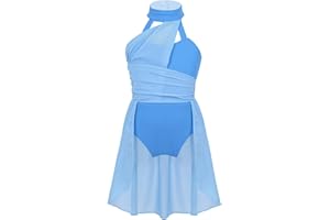 iEFiEL Vestito da Balletto Ragazza Abito da Ballo Lirico Contemporaneo Body Danza Classica Ginnastica Artistica Vestito Pattinaggio Artistico Jazz Danza Moderna Dancewear