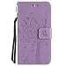 Produktbild Huawei Y5 2017 / Y6 2017 Hülle, Chreey Prägung [Katze Baum] Muster PU Leder Hülle Flip Case Wallet Cover mit Kartenschlitz Handyhülle Etui Schutztasche [Hell lila]
