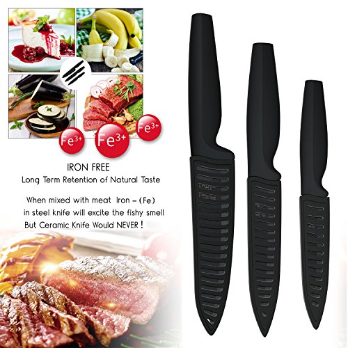 Keramikmesser Set 3-Teilig Schwarzes Scharfe Professionelle Küchenmesser - 4