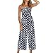 Produktbild Jumpsuit Damen Sommer Hffan Frauen Overall Sommerkleid Lace Druck mit V-Ausschnitt Riemchen Jumpsuit Mode Frauen Ärmellos High Waist Overall Elegant Strandkleidung Playsuits Romper (Marine, M)