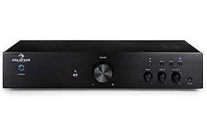 Auna Amplificador Audio Equipo de Musica para Casa, Amplificador HiFi y AV, Control de Agudos y Bajo, Amplificadores de Sonido Subwoofer, 1 Canal Audio y Altavoz, Mando, Entrada AUX, MP3 y CD