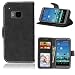 Produktbild M9 Hülle, HTC One M9 Hülle, HTC One M9 Ledertasche, Anlike HTC One M9 (5 Zoll) Schutzhülle Flip Hülle Wallet Case Tasche Cover Handy Zubehör Lederhülle Handyhülle [Klassische Normallackserie] Bookstyle mit Standfunktion Kredit Kartenfach - Schwarz