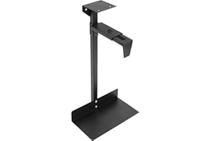 NoneDanGee Soporte de PC ajustable, soporte para PC bajo el escritorio/pared, soporte de ordenador de acero laminado en frío, para la mayoría de carcasas de PC o ordenador, 30 kg (negro)