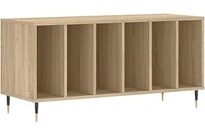 vidaXL Armadio a dischi, supporto giradiscos, credenza da soggiorno moderna in legno di ingegneria Rovere Sonoma