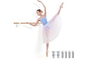 KOMFOTTEU Barra de Baile de Pared, Barra de Ballet de Madera de Haya, Barra de Danza Clásica de 38 mm de Diámetro, para Yoga, Estiramiento, Estudio, Niños y Adultos