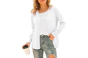 Yommay Kardigany dla kobiet z długim rękawem miękki podstawowy dekolt w serek zapinany na guziki lekka dzianina solidny elegancki sweter damski