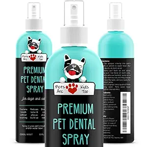 Premium Pet Dental Spray (Large - 8oz): Best Way To Eliminate Bad Dog Breath & Bad Cat Breath! Naturally Fights Plaque, Tartar & Gum Disease Without Brushing! Spray In Mouth or Add to Water! (1 Btl)