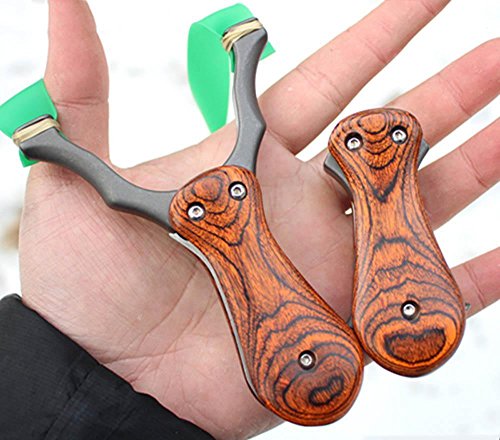 Mini Pocket Slingshot Hunting Catapult Solid Wood Titanium steel Folding Portable Outdoor Target Game