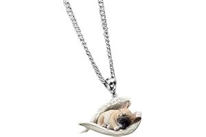 Lidssacde Haustier-Halskette Mit Schlafendem Hund-Anhänger - Süße Engel Halskette - Persönliches Geschenk Für Tierliebhaber - Geschenke Für Jungen Und Mädchen - Ketten Befestigung