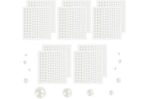 HAOMEEDUO 1650 Pcs/10 Hojas Perlas Adhesivas para Manualidades 3 mm 4 mm 5 mm 6 mm Perlas Maquillaje Cara Perlas Autoadhesivas para Cara Ojos Perlas de Espalda Plana para Manualidades Maquillaje