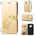 Produktbild Moto G5 Hülle, Anlike Schutzhülle für Motorola Moto G5 (5,0 Zoll) Wallet Tasche [Butterfly geprägte Serie Bronzing] Handyhülle - Gold