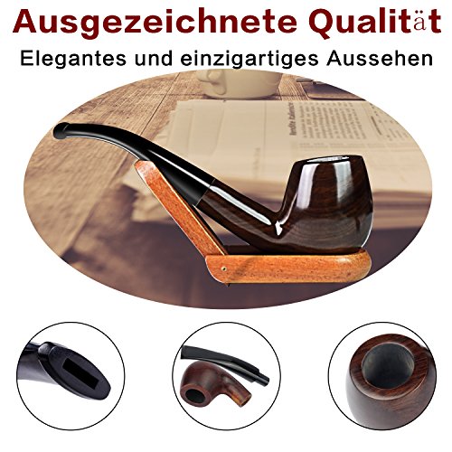 [Update-Version]FeelGlad® Premium Tabakpfeifen-Set Umfassen Ebenholz Pfeife + Pfeife Bag ++10 Pfeifenreinigers+10 Aktivkohlefilter und Schaber (stil 1) - 2