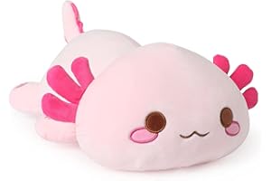 Shownicer Axolotl Peluche Géante Kawaii - Oreiller, Jouet Animal, Poupée Coussin - Cadeau pour Enfants Filles 3+ Ans (Rose, 33cm)