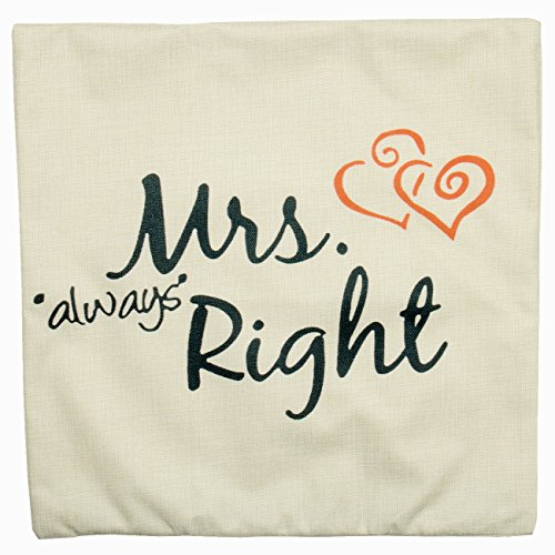 Luxbon 2er Set Mr. Right & Mrs. always right Kissenbezug Lendenkissen Sofakissen Pillowcase Haus Auto Cafe Deko Valentinstag Geschenk 45 x 45 cm - 6