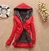 Produktbild Swallowuk Damen Mäntel Übergröße Kapuze Jacke Lange Ärmel Winter Warm Kapuzenpullover Reißverschluss Hoodies Winterjacke Outwear Trenchcoat (L, Rot)