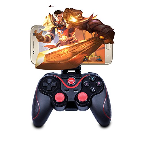 Preisvergleich Produktbild OOFAY Bluetooth Gamepad,Wireless Bluetooth Gamepad Gaming Controller Joystick Mit Verstellbaren Halterung Halter Für Android Smartphone Tablets / PC Smart Tvs / TV Boxen (Schwarz)