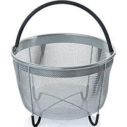 Panier cuisson 6QT Panier vapeur en acier inoxydable avec poignée pour Instant Pot Accessoires Compatible avec la plupart des autocuiseurs - cuire à la vapeur Légumes, oeufs, 6qt Noir
