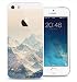 Produktbild iPhone 5/5S/SE Hülle- Ultra Slim TPU Silikon,Druck Landschaft Schutzhülle Exclusivem Muster Weiche Translucent Hülle Matt Anti-Scratch und Anti-Schock Stoßdämpfend Spiegel Schutz Handy Hülle Case Back Cover Tasche Etui Bumper Apple iPhone 5/5S/SE 4,0-Zoll[Schneeberg]