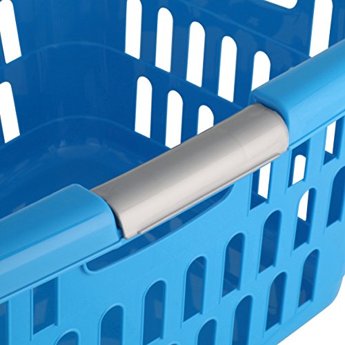 axentia Wäschekorb Plastik, stapelbar – Wäschesammler eckig – Wäschewanne Kunststoff – Wäschekisten stapelbar in Weiß oder Blau – Wäschetragekorb klein, 25 l - 2
