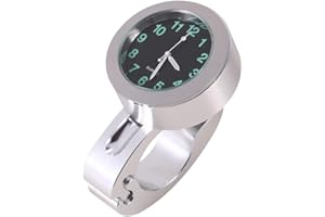 Keenso Uchwyt na kierownicę zegar cyfrowy, uniwersalny aluminiowy wodoodporny zegarek na kierownicę 7/8 cala srebrny