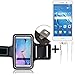 Produktbild TOP SET: Neopren Jogging Armband Sportarmband Oberarmband für Huawei Y7, schwarz mit Reflektor Streifen + Ohrstöpsel. Fitness Lauf Armband (Wir zahlen Steuern in Deutschland!)