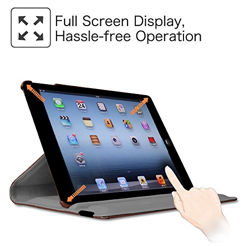 Fintie Apple iPad 2 / iPad 3 / iPad 4 Retina Hülle Case Schutzhülle Etui Tasche – 360 Grad Rotierend Stand Smart Cover mit Auto Schlaf / Wach Funktion, Vintage Brown - 6