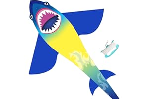 HONBO HUGE Shark Kites for Kids & Adults, Easy to Assemble Fly Beginner Kite For Boys & Girls For Outdoor Game, Beach Trip, Large Kite Flyer 75"x45" With Long Tail, and 50 Meters String For Summer