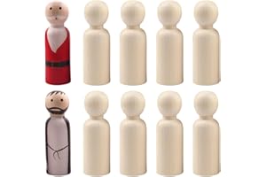 WJRQD 10 Stück DIY Holzfiguren Hochzeit Geburtstag Dekoration, Spielfiguren Holzfiguren zum Bemalen Basteln Holzkegel Dekoration Ornament, DIY Figuren Deko für Hochzeit Geburtstag Dekoration