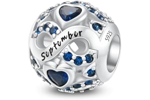 ChenYuTe Charms di Pietra di Nascita in Argento Sterling per i Gioielli del Braccialetto di Fascino di Pandora, Charms del cuore Dell'amore per i Braccialetti e le Collane