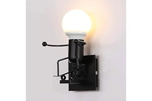 LZGS GO SWING BANDS Humanoid creative applique da parete moderna arte decorativa faretti murali industriali lampada max 60W E27 Lampadina per camera da letto camera dei bambini corridoio ristorante scale (Enfants Noir)