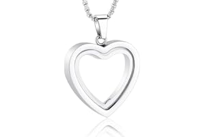 QGJNSGC Collana con urna a forma di cuore in vetro, per medaglione di cenere, per donne, uomini, cenere, in acciaio inox, regalo di ricordo (argento)