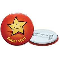 Lot De 40 Badges Étoile De La Semaine 38mm - Récompenses Scolaires Étoiles Jaunes Souriantes