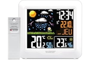 La Crosse Technology - WS6820 Station Météo radio-pilotée avec écran LCD coloré - Blanc