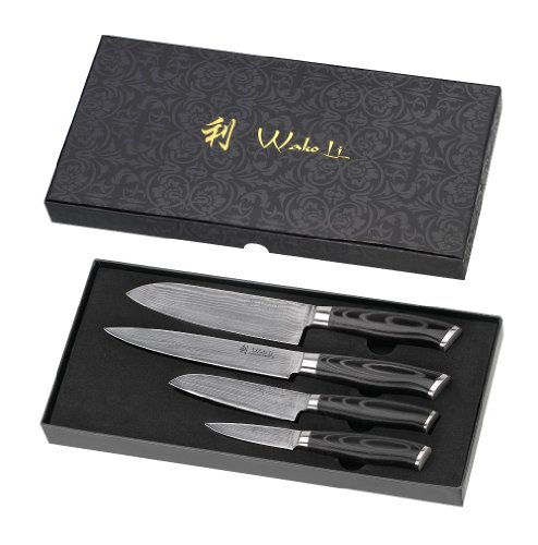 Wakoli 4DM-HOL-MIK 4er Damastmesser Set, Japanischer Damaststahl, Mikata - 2